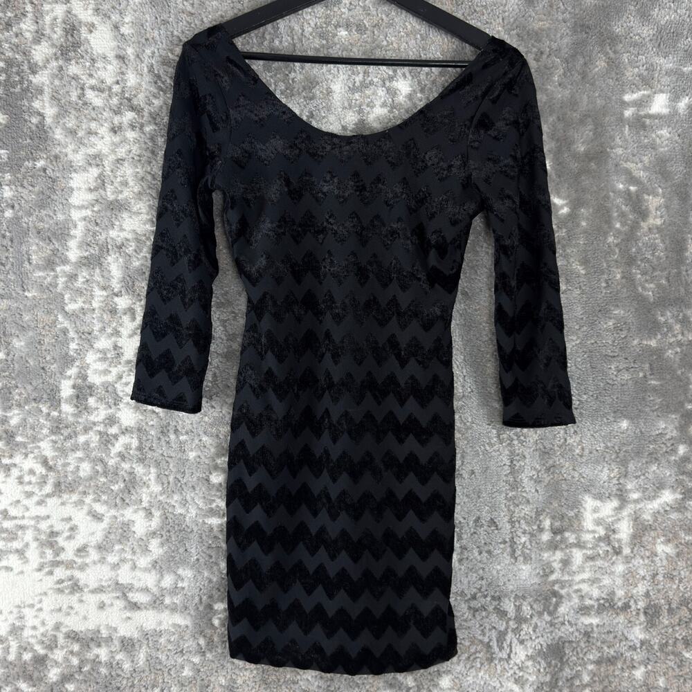 Charlotte Russe Size S Velvet Burnout‎ Whimsigoth Witchy Mini Sheath Dress Black